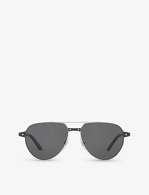 CARTIER: CT0425S pilot-frame metal sunglasses