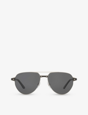 CARTIER: CT0425S pilot-frame metal sunglasses