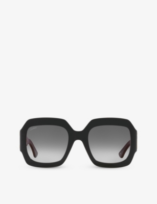 Shop Cartier Women's Black Ct0434s Butterfly-frame Acetate Sunglasses
