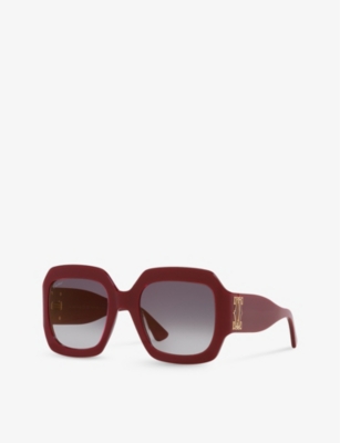 Shop Cartier Women's Red Ct0434s Butterfly-frame Acetate Sunglasses
