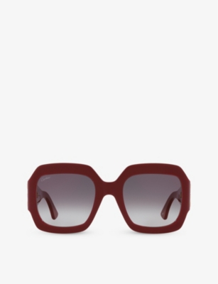 Cartier Womens Red Ct0434s Butterfly-frame Acetate Sunglasses In Red