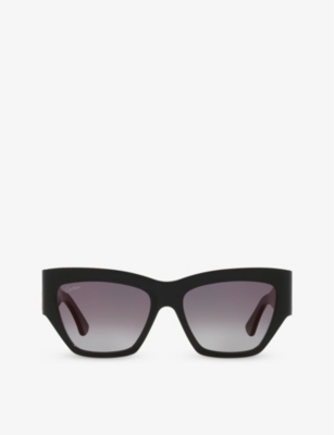 Shop Cartier Women's Black Ct0435s Cat-eye Acetate Sunglasses