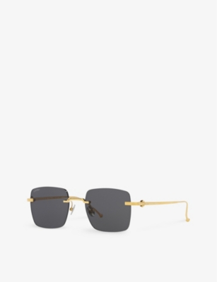 Shop Cartier Womens Gold 6l001668 Ct0403s Rectangle-frame Titanium Sunglasses