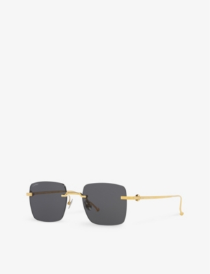 Cartier Womens Gold 6l001668 Ct0403s Rectangle-frame Titanium Sunglasses In Gold