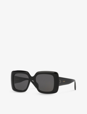 Shop Celine Women's Black Cl40263i Bold 3 Dots Square-frame Acetate Sunglasses