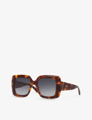 Shop Celine Women's Brown Cl40263i Bold 3 Dots Square-frame Acetate Sunglasses
