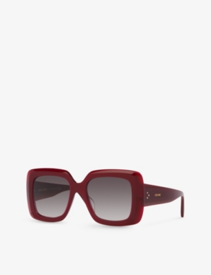 Shop Celine Women's Red Cl40263i Bold 3 Dots Square-frame Acetate Sunglasses