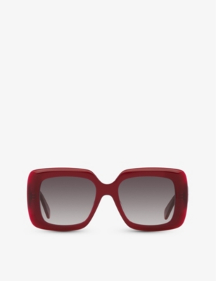 Celine Womens Red Cl40263i Bold 3 Dots Square-frame Acetate Sunglasses