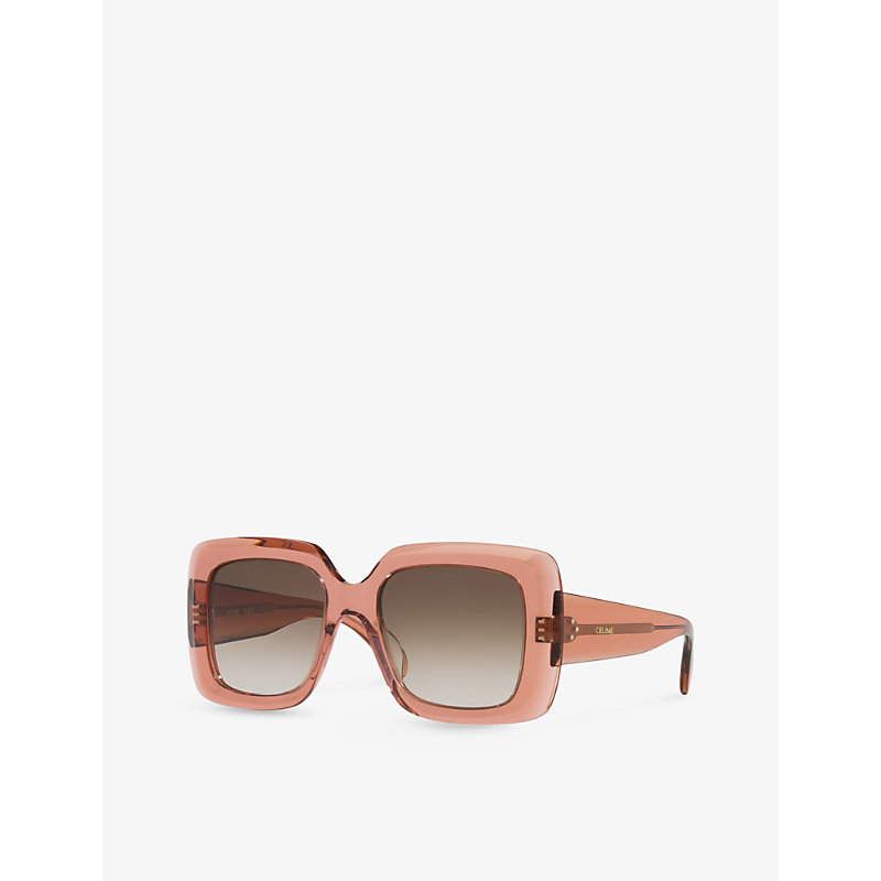 Shop Celine Women's Pink Cl40263i Bold 3 Dots Square-frame Acetate Sunglasses