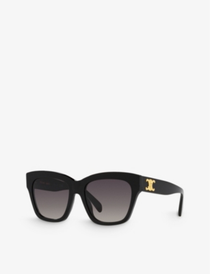 Celine Womens Black Cl000403 Triomphe Irregular-frame Acetate Sunglasses In Black