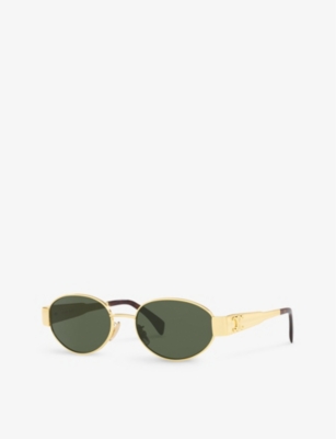 Celine Womens Gold Cl40235u Oval-frame Metal Sunglasses In Gold