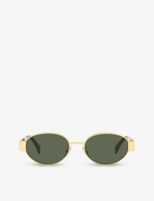 CELINE: CL40235U oval-frame metal sunglasses