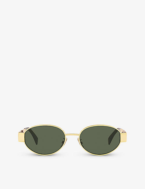 CELINE: CL40235U oval-frame metal sunglasses