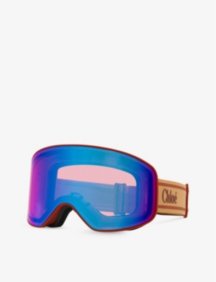 Shop Chloé Womens Ch0072s Acetate Ski Goggles Brown