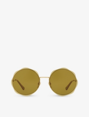 Shop Chloé Chloe Women's Gold Ch0202s Metal Round Frame Sunglasses