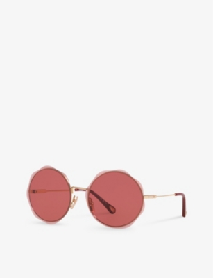 CHLOÉ WOMENS GOLD CH0202S METAL ROUND FRAME SUNGLASSES 