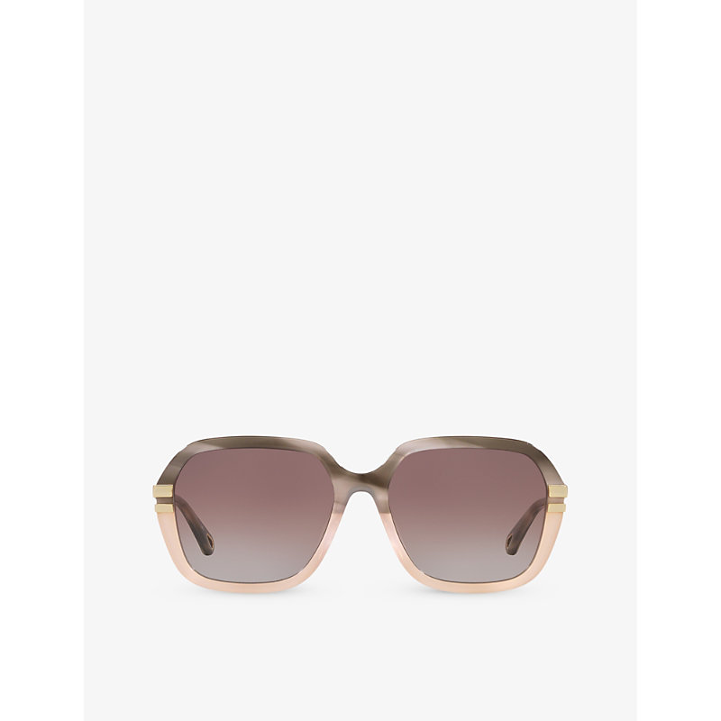 Chloé Chloe Womens Grey Ch0204s Square-frame Acetate Sunglasses In Brown