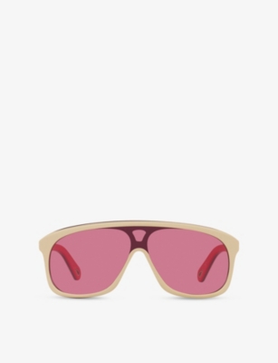 Chloé Womens Ch0212s Pilot-frame Acetate Sunglasses White In Pink