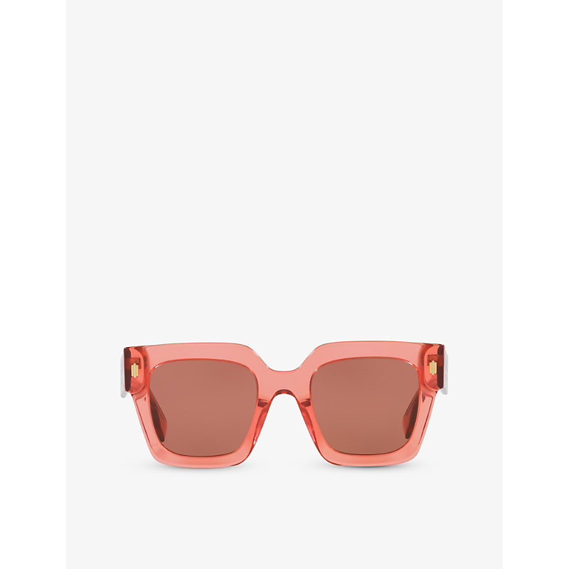 Fendi Womens Pink Fe40101i Roma Square-frame Acetate Sunglasses