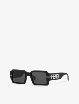 Fendi Womens Black Fe40073u Graphy Rectangle-frame Acetate Sunglasses In Black