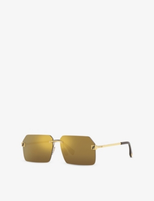 FENDI: FE40043U Rectangle-Frame Metal Sunglasses