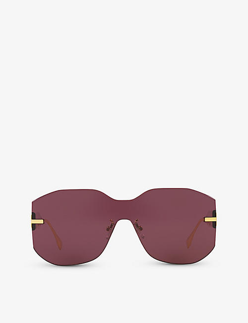 FENDI: FE40067U rectangle-frame metal sunglasses