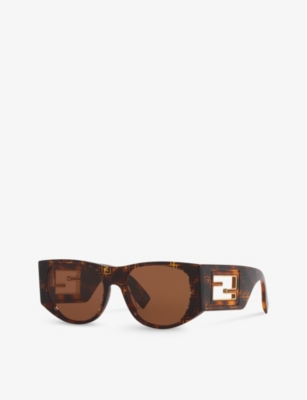 Shop Fendi Women's Brown Fe40109i Square-frame Acetate Sunglasses