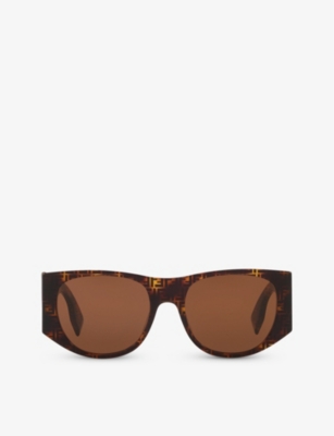 Shop Fendi Women's Brown Fe40109i Square-frame Acetate Sunglasses
