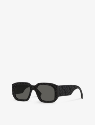 Shop Fendi Men's Black Fe40113i Shadow Rectangle-frame Acetate Sunglasses