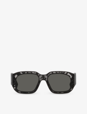 Shop Fendi Men's Black Fe40113i Shadow Rectangle-frame Acetate Sunglasses