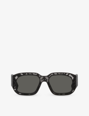 Shop Fendi Womens Fe40113i Shadow Rectangle-frame Acetate Sunglasses Black