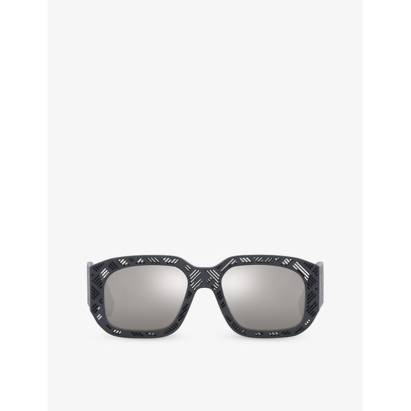 Fendi Mens Grey Fe40113i Shadow Rectangle-frame Acetate Sunglasses