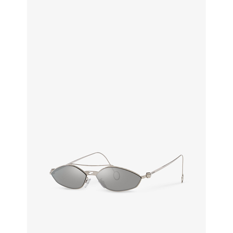 Shop Fendi Women's Grey Fn000734 Cat-eye-frame Metal Sunglasses