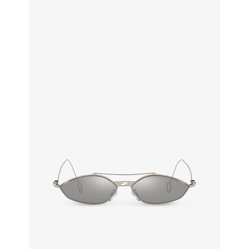 Shop Fendi Women's Grey Fn000734 Cat-eye-frame Metal Sunglasses