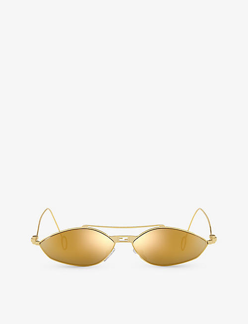 FENDI: FE40114U Baguette oval-frame metal sunglasses