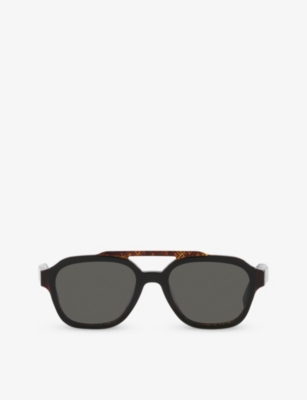 Fendi Womens Black Fe40076u Bilayer Aviator-frame Acetate Sunglasses In Black