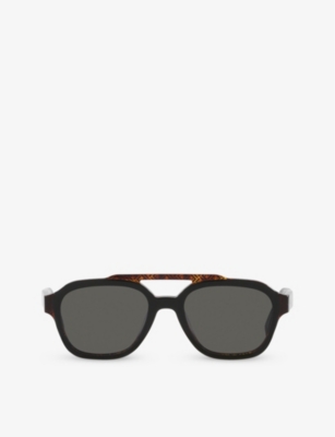 Shop Fendi Women's Black Fe40076u Bilayer Aviator-frame Acetate Sunglasses