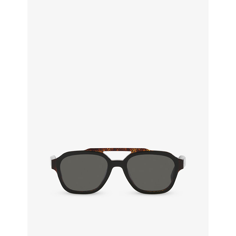Fendi Womens Black Fe40076u Bilayer Aviator-frame Acetate Sunglasses