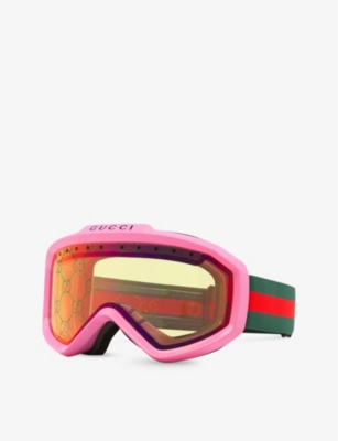 Gucci Womens Pink Gc001928 Gg1210s Irregular-frame Injected Googles In Pink