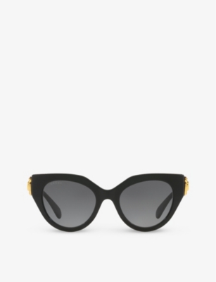 Shop Gucci Women's Black Gc002117 Gg1408s Cat-eye-frame Acetate Sunglasses