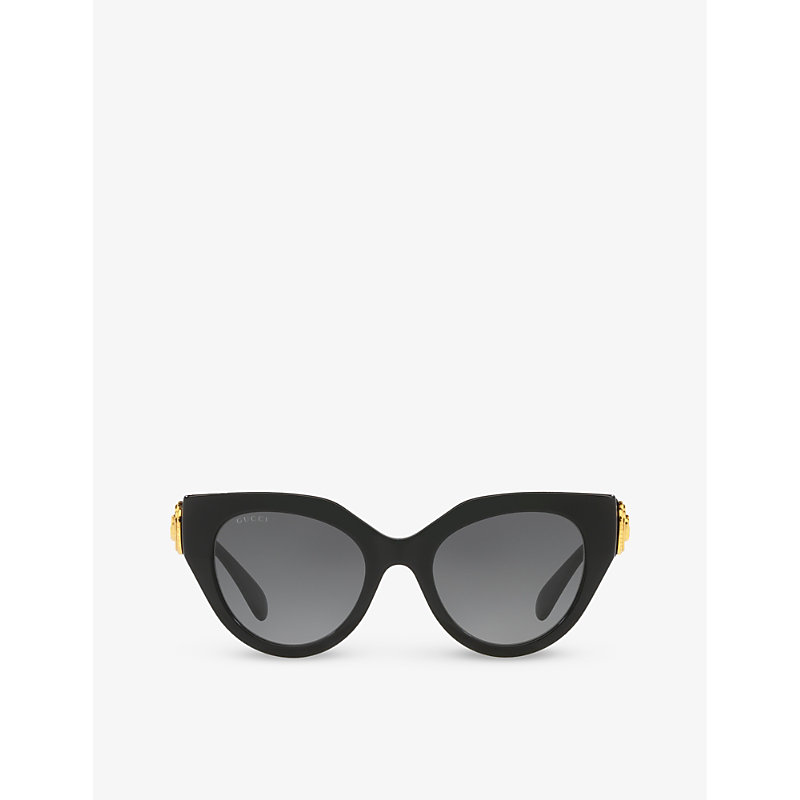 Shop Gucci Womens Black Gc002117 Gg1408s Cat-eye-frame Acetate Sunglasses