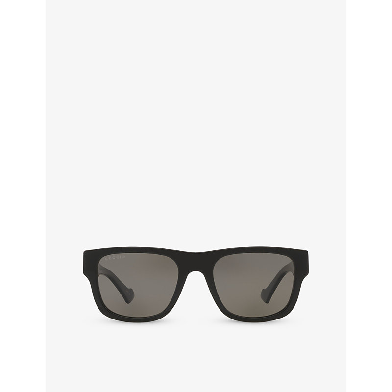 Shop Gucci Women's Black Gc002127 Gg1427s Square-frame Acetate Sunglasses
