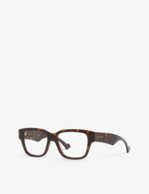Shop Gucci Women's Brown Gg1428o Square-frame Acetate Glasses