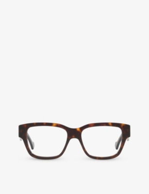 Shop Gucci Women's Brown Gg1428o Square-frame Acetate Glasses