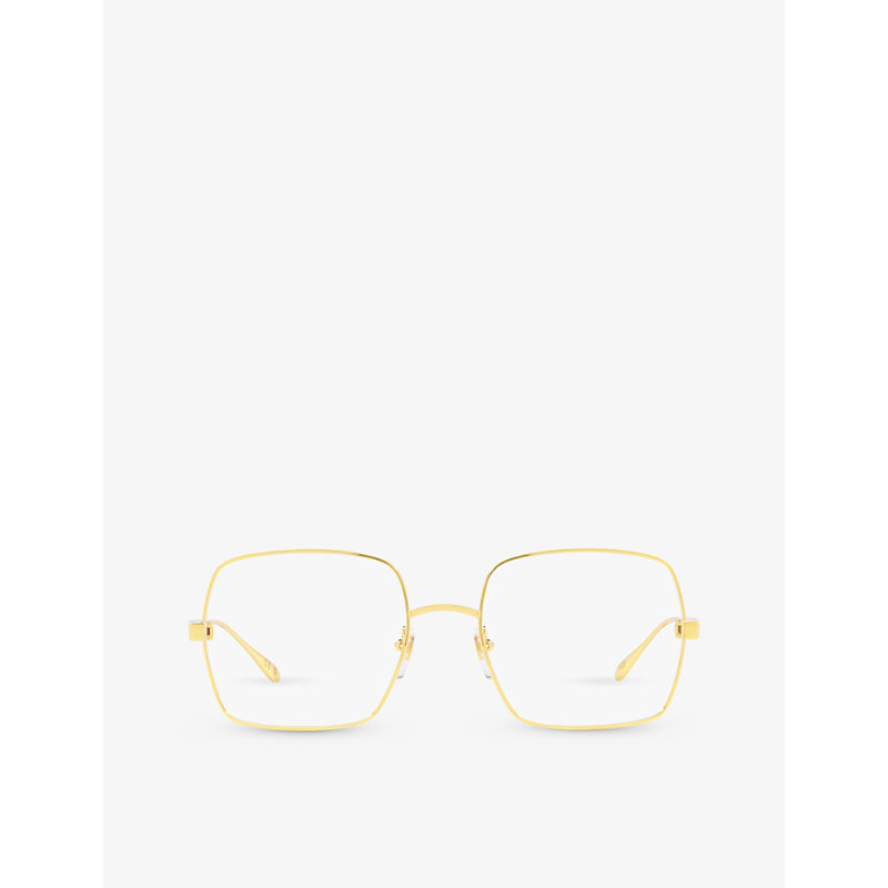 Gucci Mens Gold Gg1434o Square-frame Metal Optical Glasses