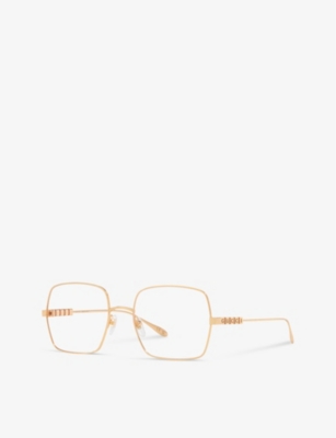 Shop Gucci Mens Gold Gg1434o Square-frame Metal Optical Glasses