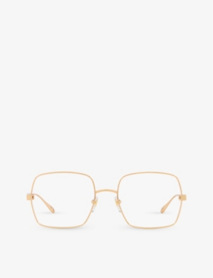 Shop Gucci Mens Gold Gg1434o Square-frame Metal Optical Glasses