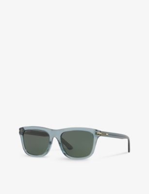 Shop Gucci Women's Green Gc002140 Gg1444s Square-frame Acetate Sunglasses