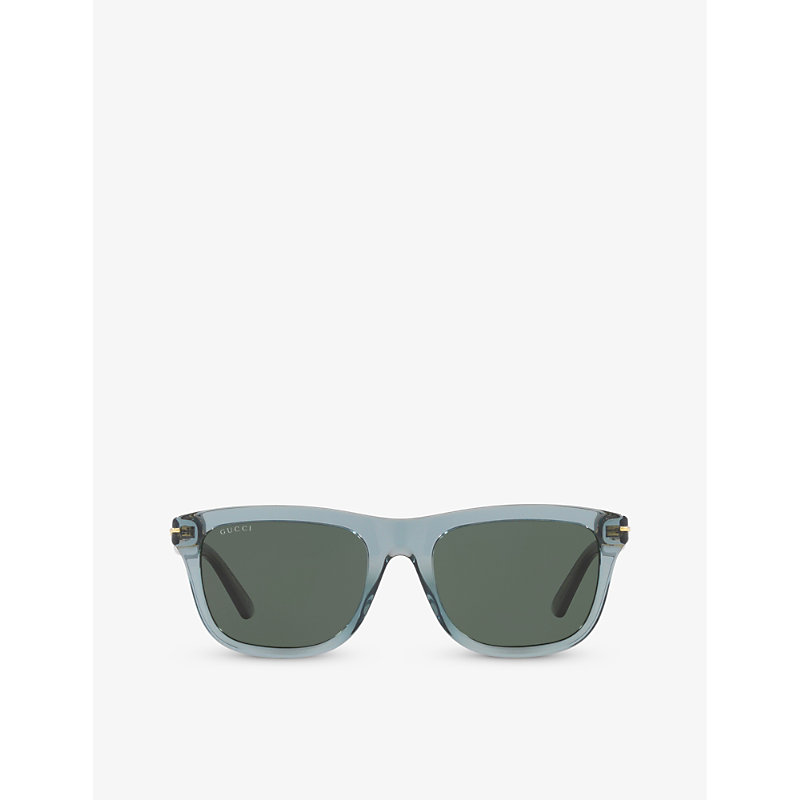 Shop Gucci Women's Green Gc002140 Gg1444s Square-frame Acetate Sunglasses