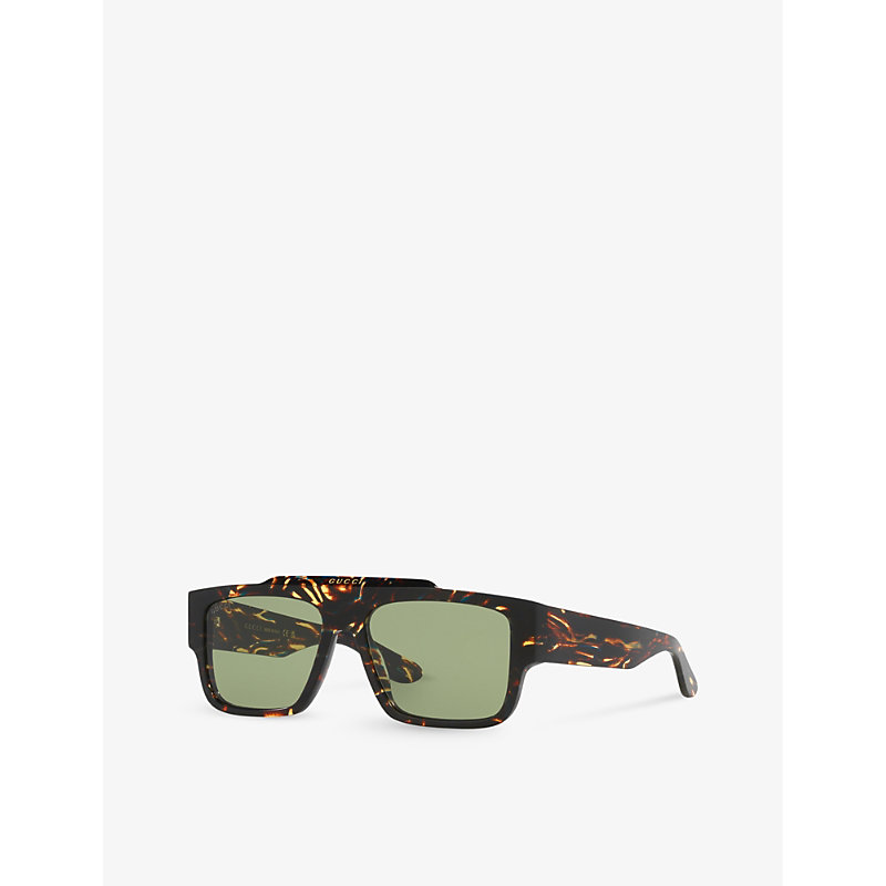 Shop Gucci Women's Brown Gc002152 Gg1460s Square-frame Acetate Sunglasses